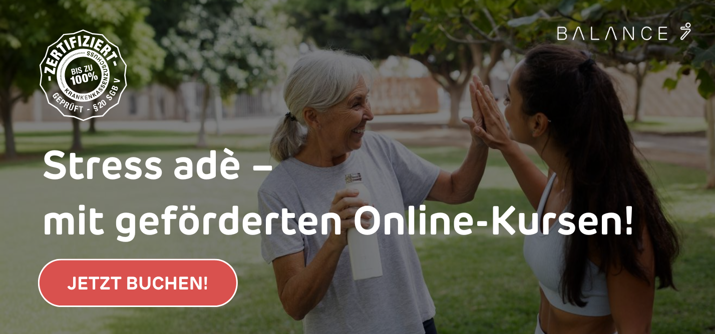 Angebot für geförderten Onlinekurs gegen Stress im Alltag zur Prävention von Rückenschmerzen