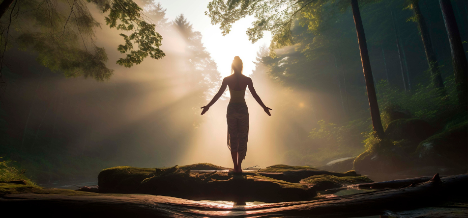 Symbolische Darstellung von Balance und Regeneration des autonomen Nervensystems in der Natur