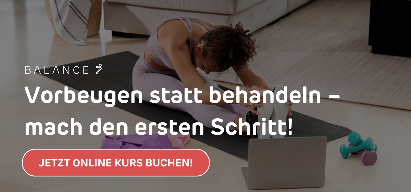 Angebot für einen geförderten Onlinekurs mit gezielten Übungen gegen Hohlkreuz