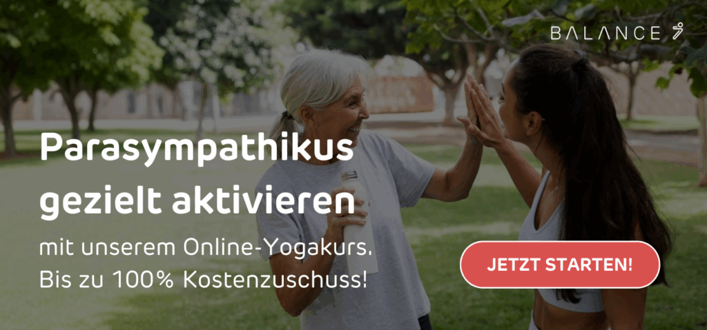 Hinweis auf geförderten Online-Yogakurs gegen Stress und zur Aktivierung des Parasympathikus