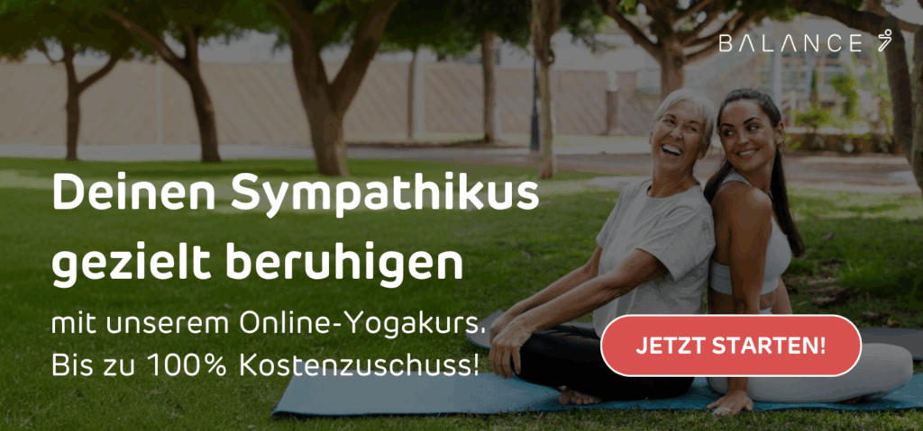 Hinweis auf zertifizieren Online-Kurse von Balance 7 zum gezielten Beruhigen des Sympathikus